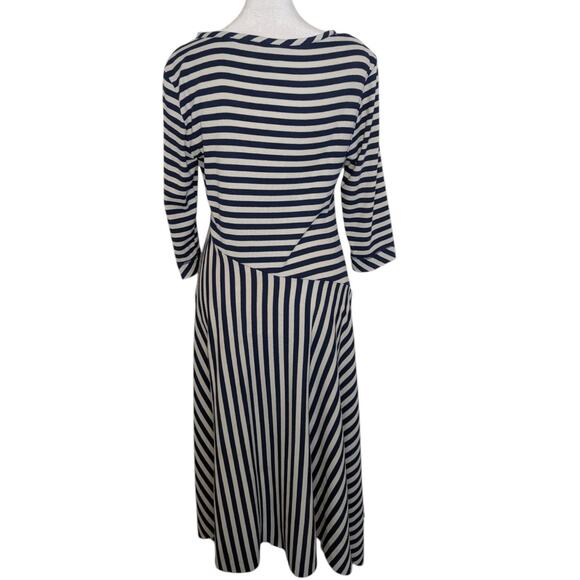Soft Surroundings Marina Blue Striped Rib Knit Dress Small - Picture 5 of 8